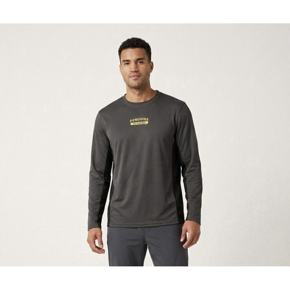 Gear for Sports Mens Pittsburgh Penguins NHL Long Sleeve Shirt Gray Black XL